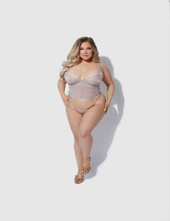 Shimmer Mesh Bustier & G-String Set