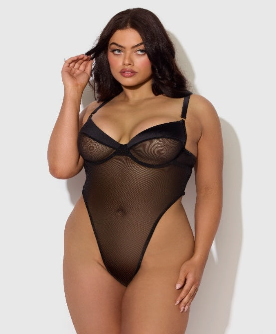 Mesh & Silky Micro Underwire Bodysuit